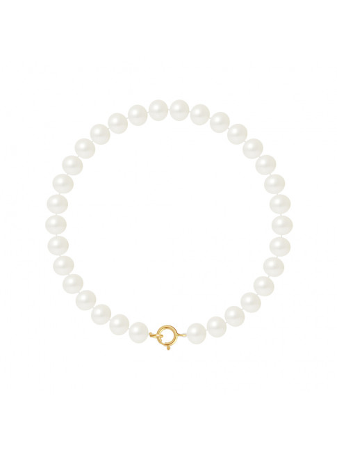 Bracelet Pearls White - Or Jaune