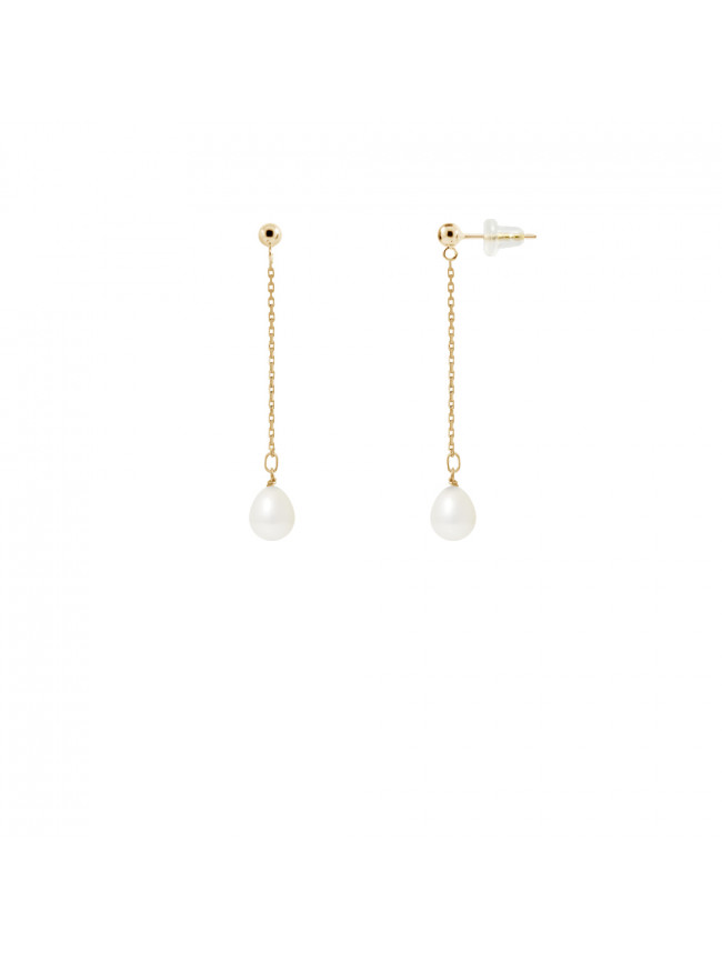 Boucles d'Oreilles Junko White - Or jaune