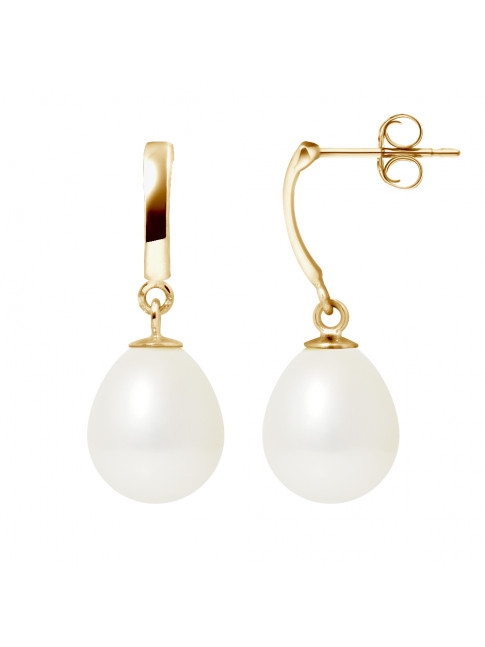 Boucles d'Oreilles Becky White - Or Jaune