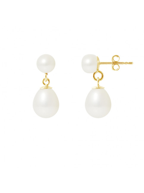 Boucles d'Oreilles Justine White - Or Jaune