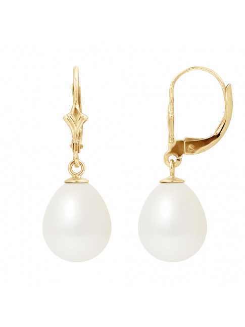 Boucles d'Oreilles Gwen White - Or jaune