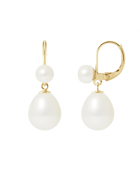 Boucles d'Oreilles France White - Or Jaune