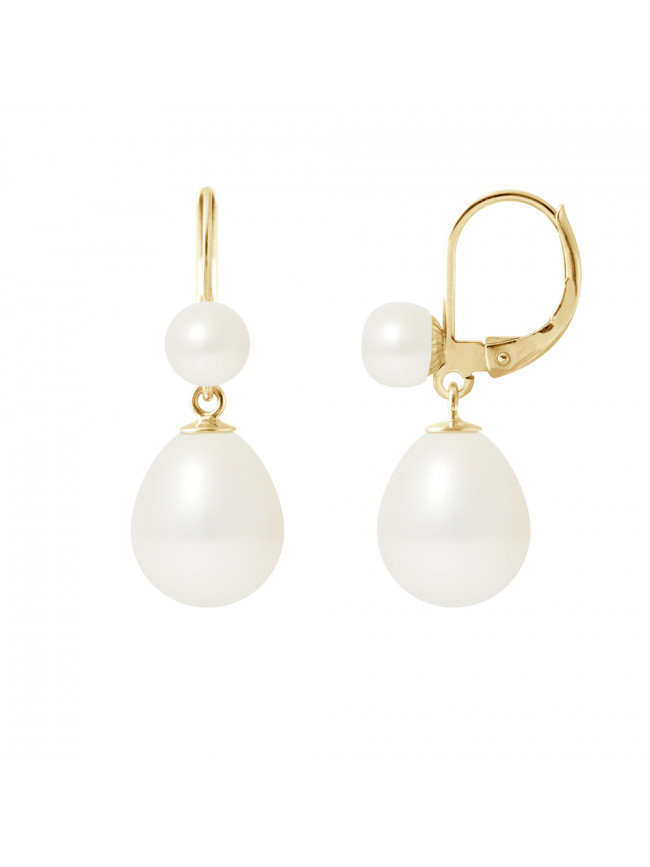 Boucles d'Oreilles France White - Or Jaune