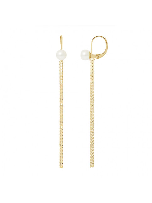 Boucles d'Oreilles June White - Or Jaune